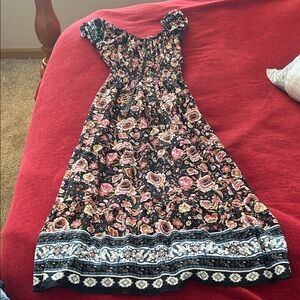 Floral Black and Pink Women's Dress